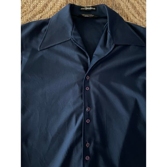 Vintage 70s JCPenney Butterfly Collared Navy Blouse SZ Small - Picture 3 of 8